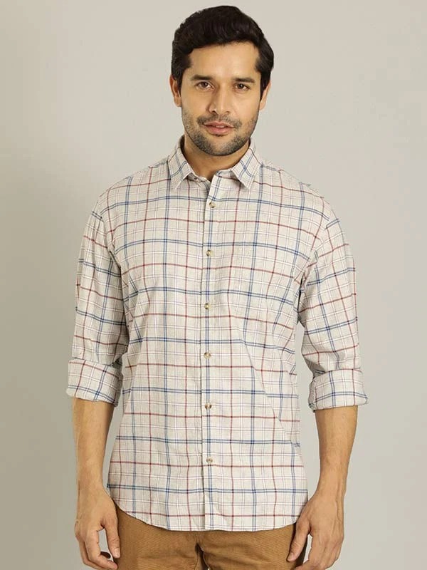 Indian Terrain Men Checkered Grey Shirt